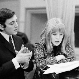 Marianne Faithfull and Mike Leander at Decca Studios by Gered Mankowitz 1964