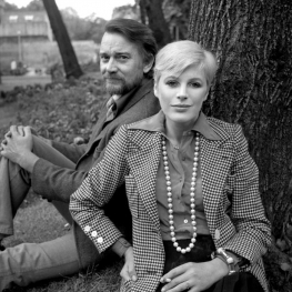 Marianne Faithfull and Denholm Elliot promoting Mad Dog 1973